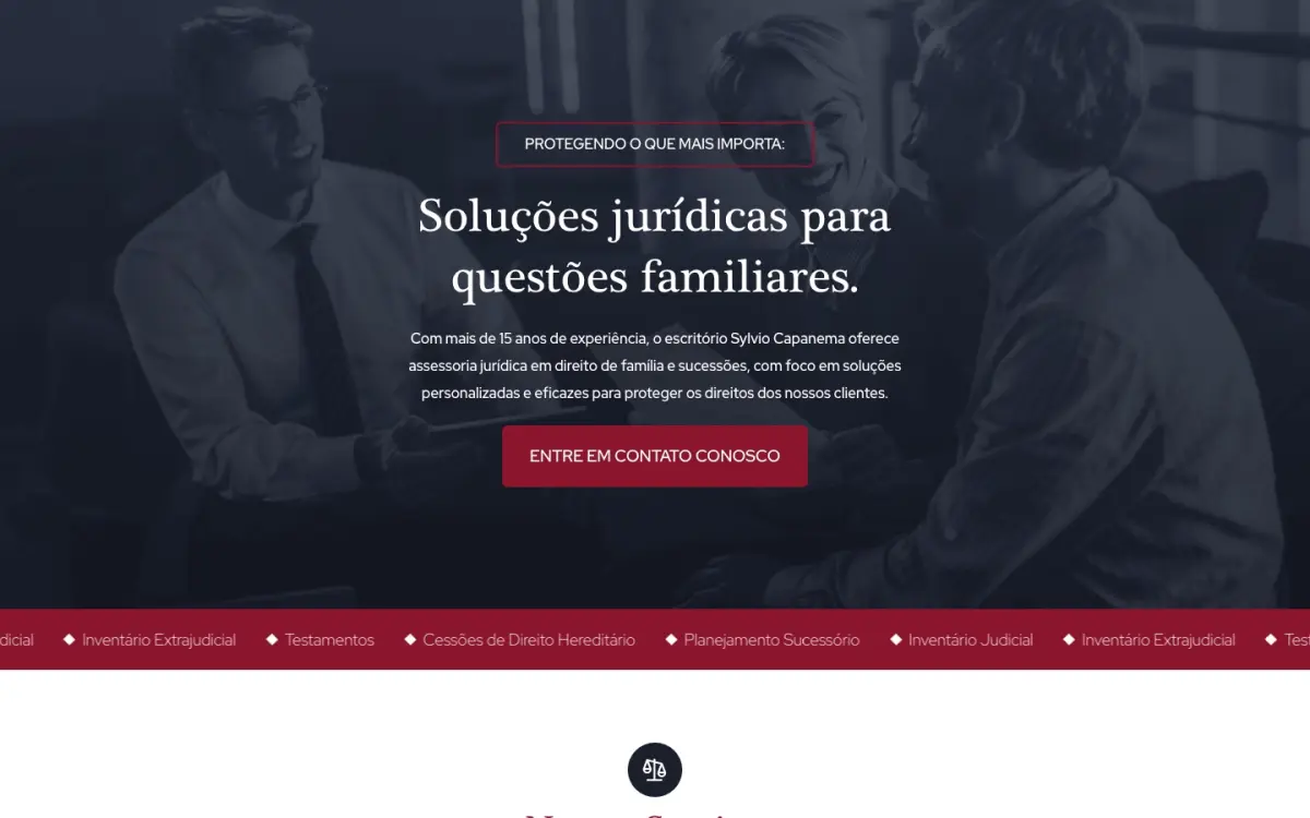 Site criado pela Studio Need para Sylvio Capanema, escritório de direito de família