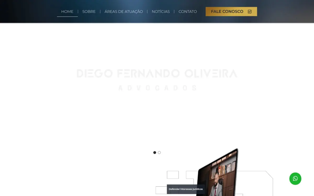 Primeira dobra do site DFO Advogados