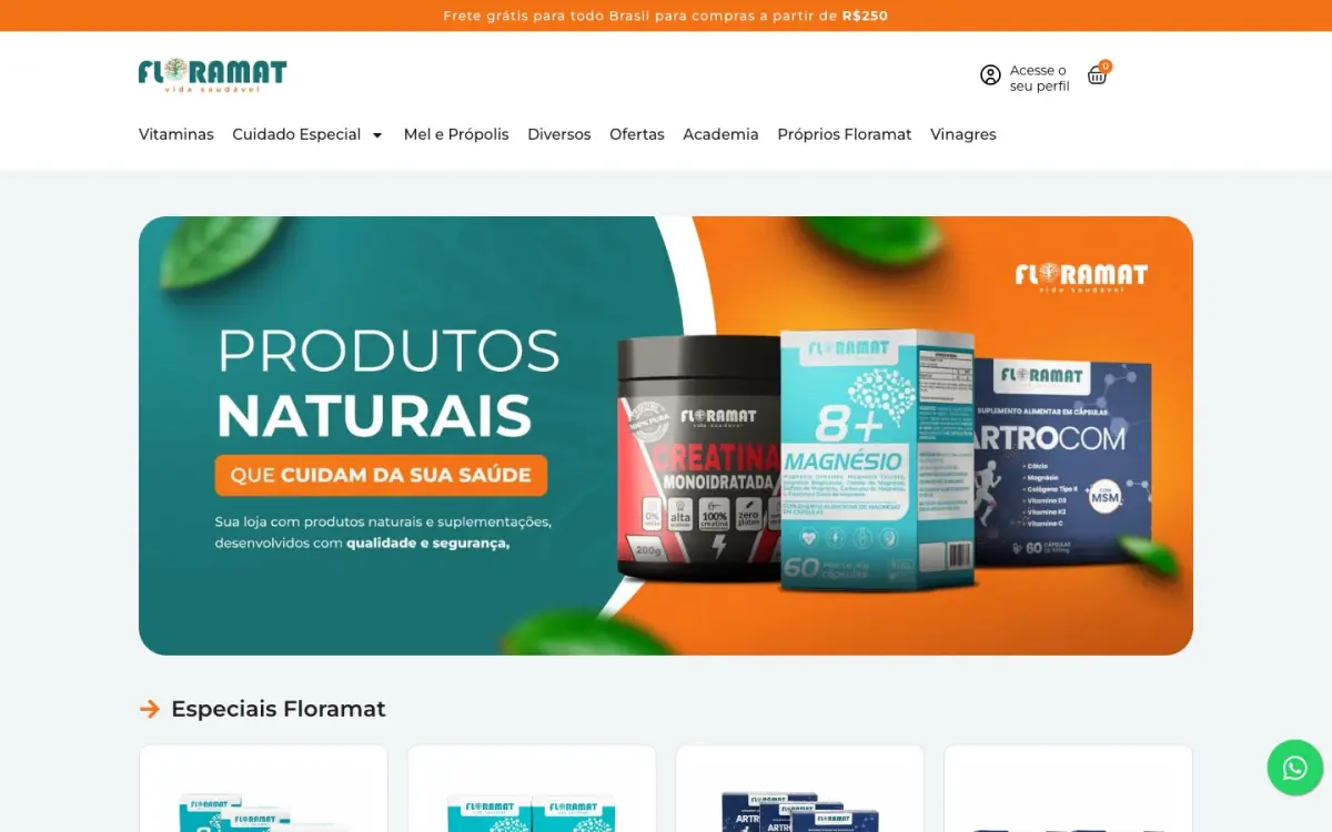 Site criado pela Studio Need para Floramat, loja de produtos naturais
