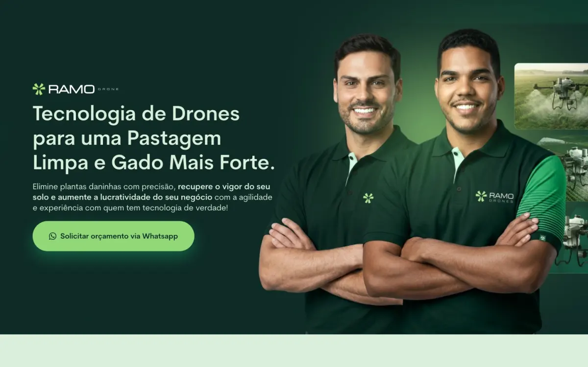 Primeira dobra do site Ramo Drones