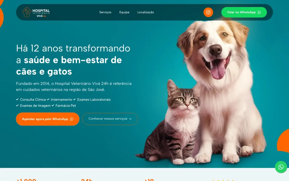 Primeira dobra do site Hospital Vivá